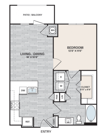 Entry opens into the U shaped kitchen on the left and a coat closet on the right